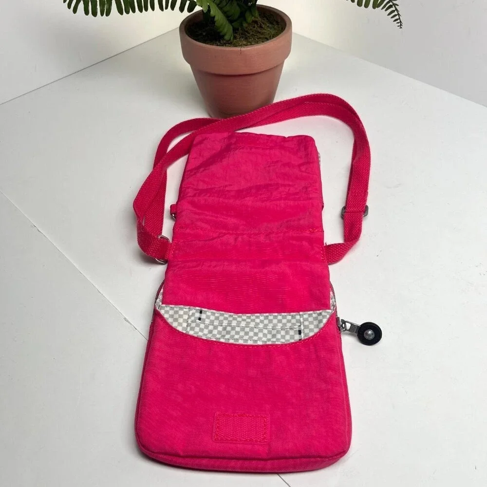 Kipling Pink Crinkle Nylon Crossbody Bag Mini Messenger Travel Shoulder Bag
